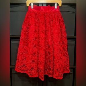 Pinup Couture PUG Red Lace Big Bow Francesca Skirt Size S NWT